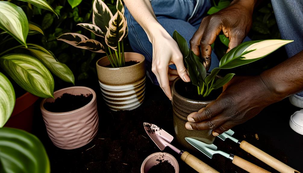 gardening with potted plants