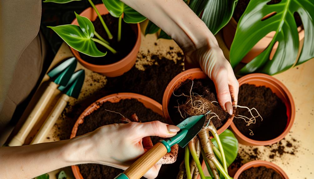 planting fresh greenery carefully