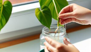 root monstera cuttings in water