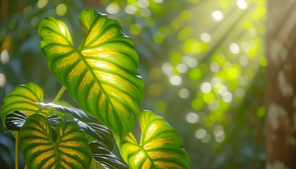 tropical plant with gold colored leaves