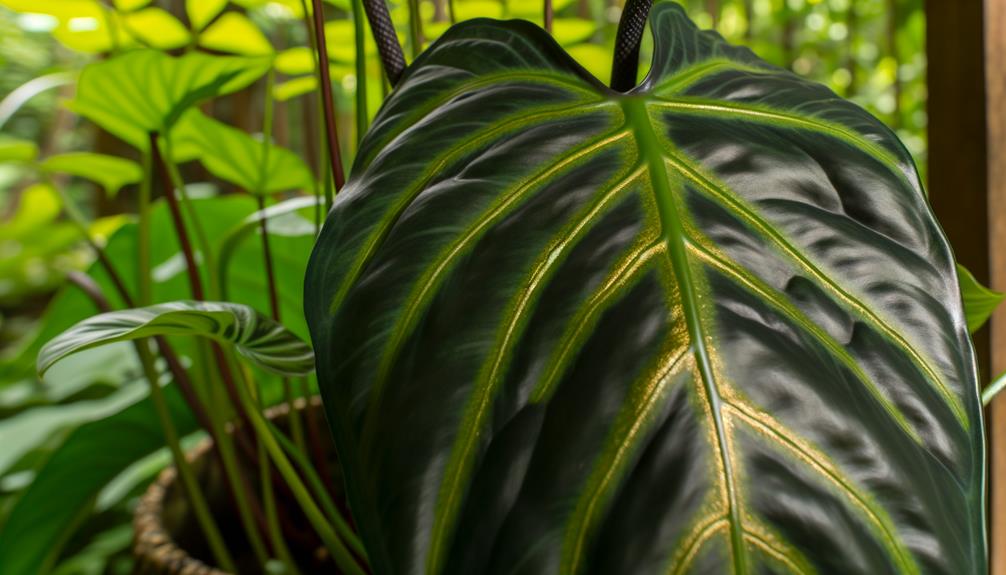 tropical plant with gold trimmed leaves