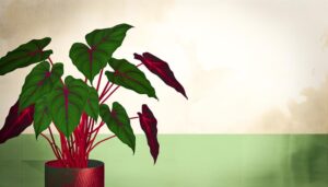 tropical plant with red leaves