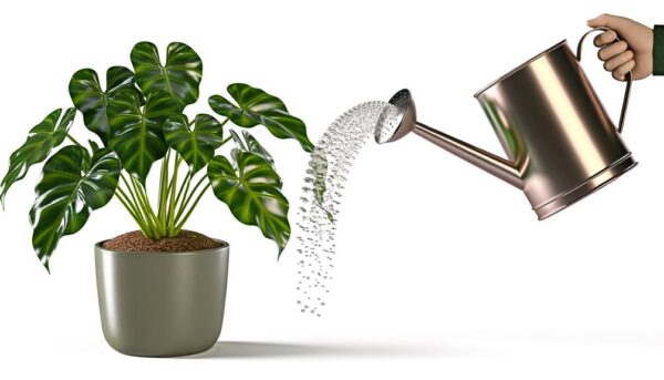 watering plants with care